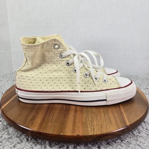 Converse CTAS All Star Hi Ox Cream Perforated Canvas Casual Y2K Sneaker Womens 7 - Picture 3 of 11